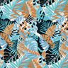 Crêpe satin Palmiers et Monstera – bleu brillant/bleu noir,  thumbnail number 1