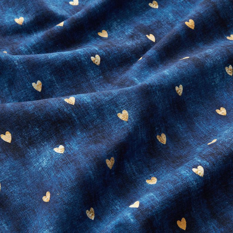 Jersey coton Cœurs dorés | Glitzerpüppi – indigo,  image number 2