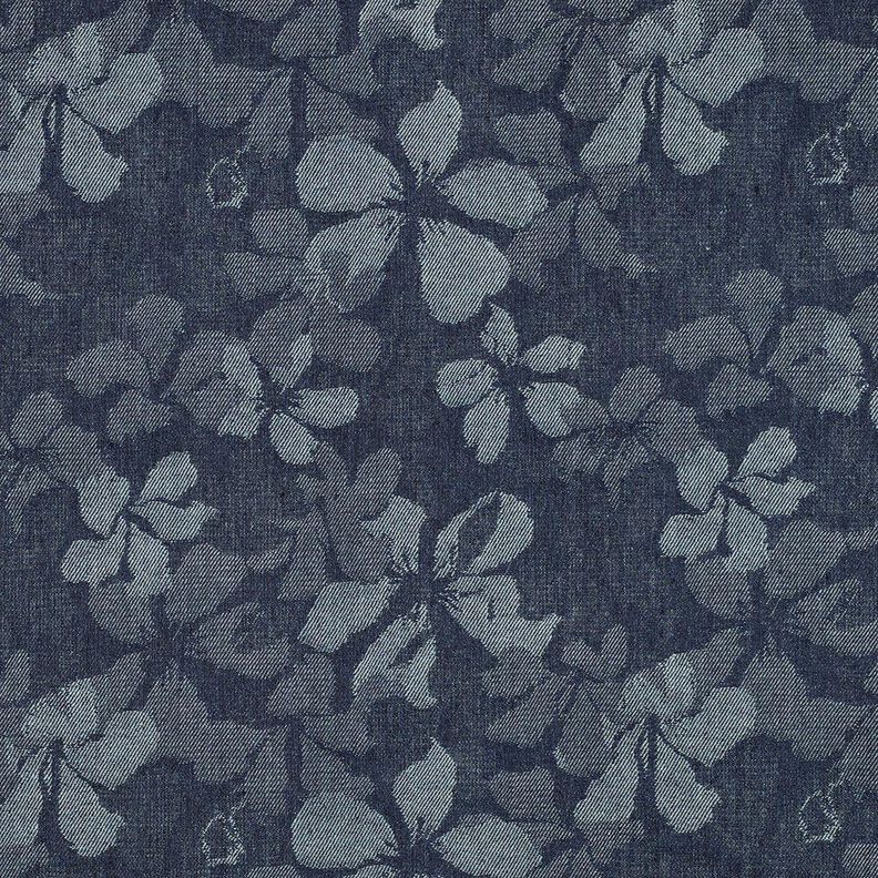 Denim mélange de coton fleurs – bleu jean,  image number 1