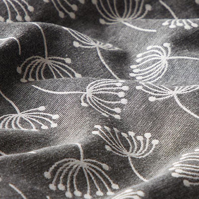 Tissu d’ameublement Jacquard Fleurs de pissenlit – gris,  image number 2