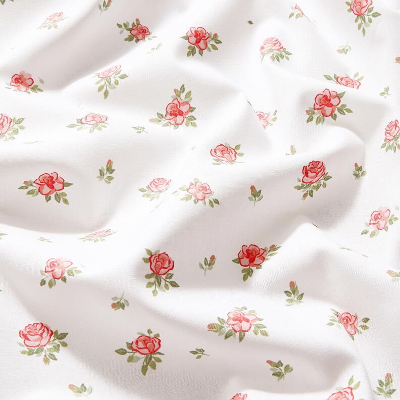 Popeline coton zarte Rosen – rouge/blanc,  image number 2