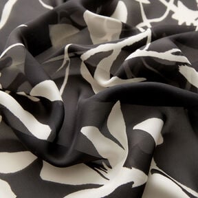Satin délicat Vrilles de feuilles – noir/blanc, 