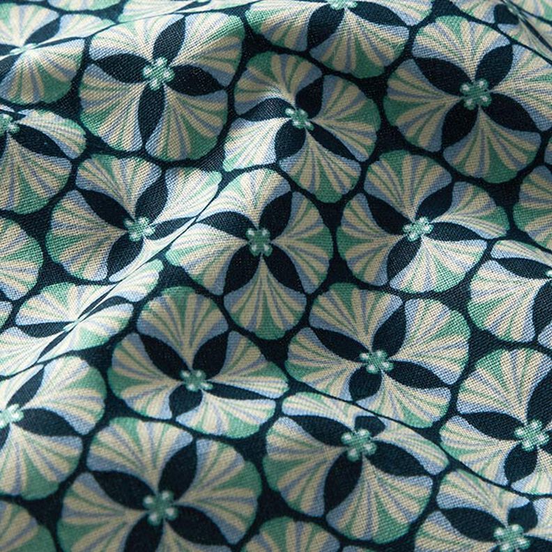 Tissu en coton Cretonne Carreaux à fleurs – pétrole/taupe clair,  image number 2