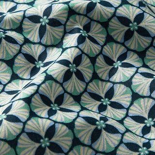 Tissu en coton Cretonne Carreaux à fleurs – pétrole/taupe clair, 
