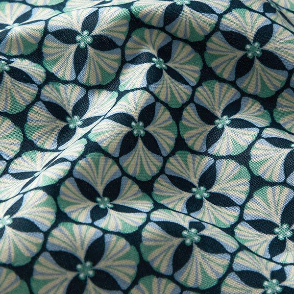 Tissu en coton Cretonne Carreaux à fleurs – pétrole/taupe clair,  image number 2
