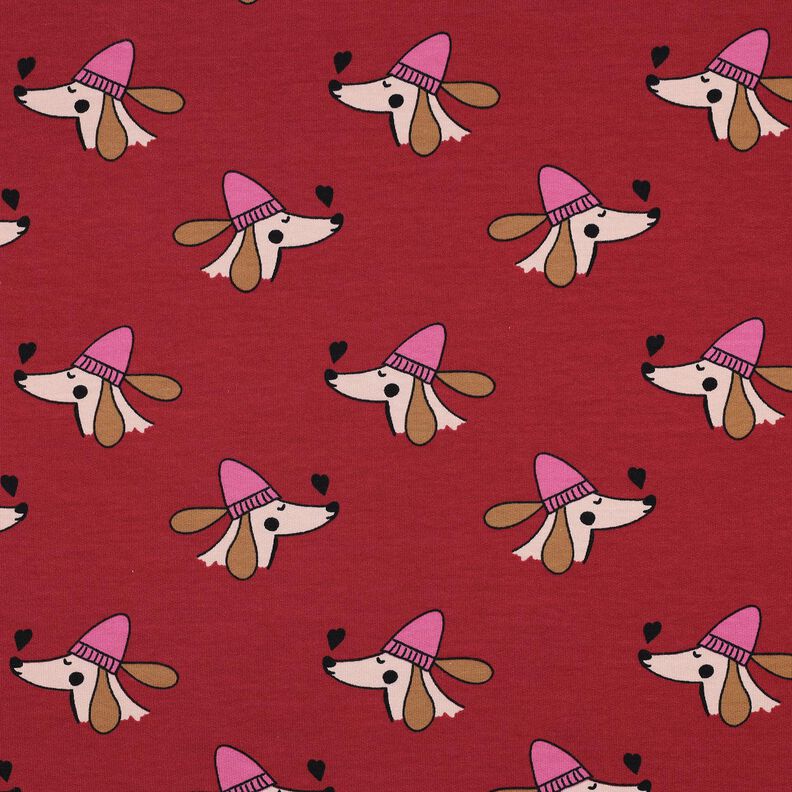 Sweat d’été Chien avec chapeau | Poppy Fabrics – rouge foncé/rose vif, image number 1