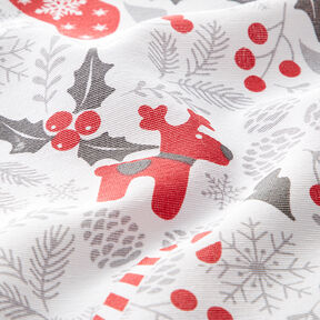 Tissu de décoration Canvas Bottes de Père Noël – blanc/rouge, 