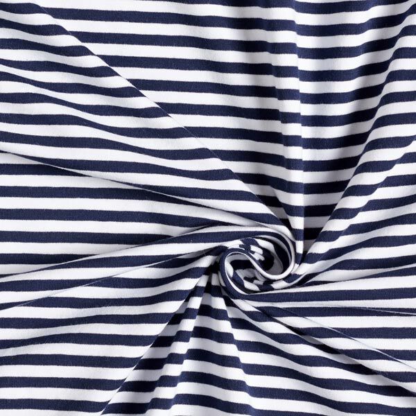 Jersey coton Rayures étroites – bleu marine/blanc,  image number 4