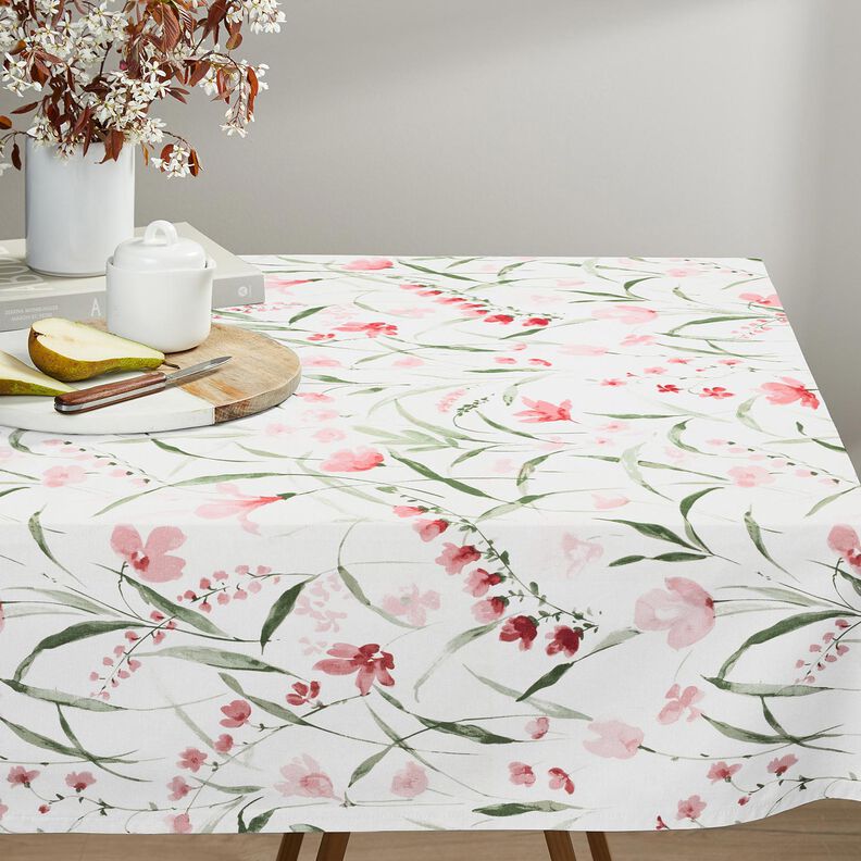 Tissu de décoration Semi-panama Freesias – ivoire/rose clair,  image number 7