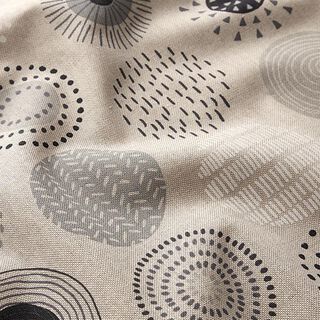 Tissu de décoration Semi-panama cercles peints – gris/nature, 