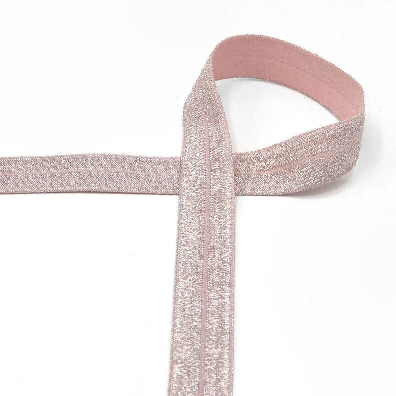 Biais élastique (pré-plié) pailleté [20 mm] – beige clair,  image number 1