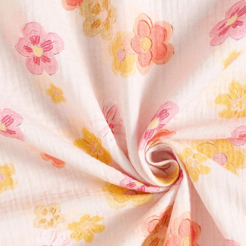Tissu double gaze de coton Grandes fleurs Impression numérique – rosé, image number 3