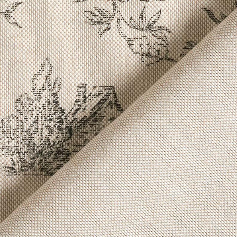 Tissu de décoration Semi-panama Toile de Jouy classique – noir/nature,  image number 4