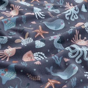 Jersey coton Jolies créatures marines Impression numérique | Poppy Fabrics – bleu nuit, 
