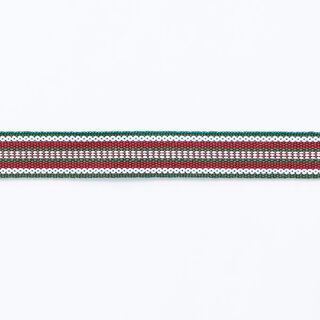 Ruban tissé Ethno [ 15 mm ] – vert foncé/rouge bordeaux, 