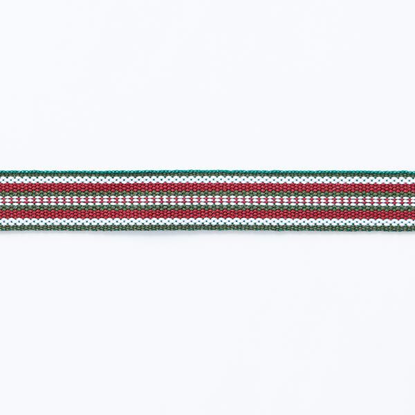 Ruban tissé Ethno [ 15 mm ] – vert foncé/rouge bordeaux,  image number 1