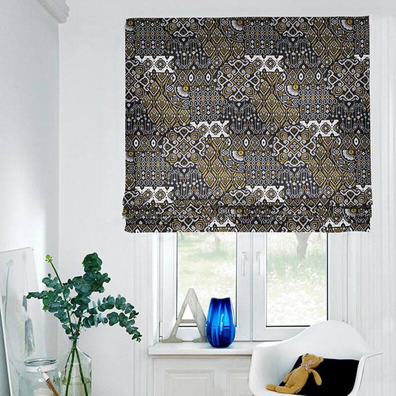 Tissu de décoration Semi-panama Ethnique moderne – noir,  image number 7