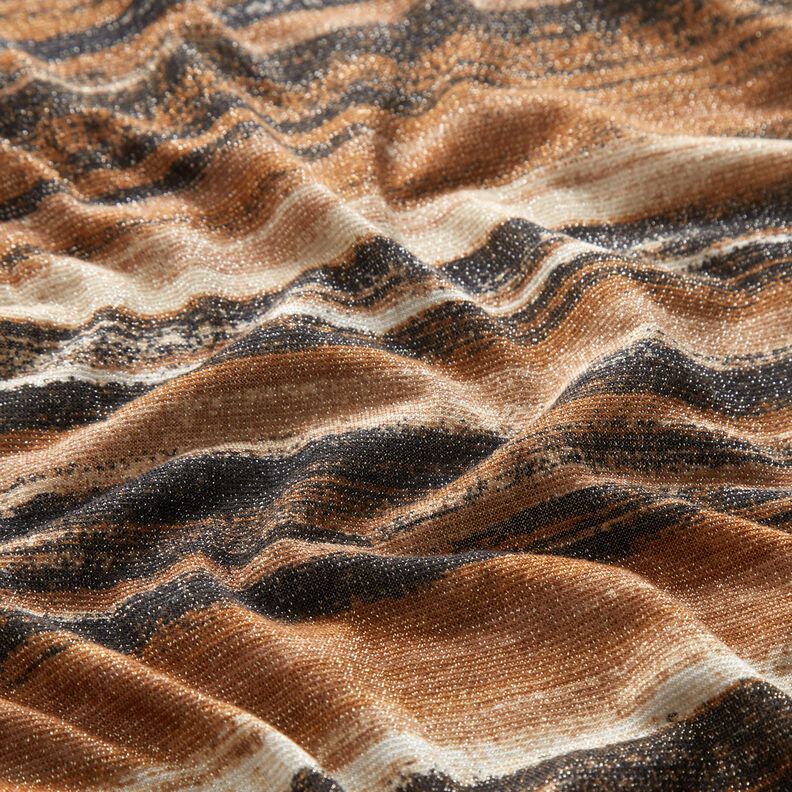 Jersey à rayures floues scintillantes – marron/noir,  image number 2