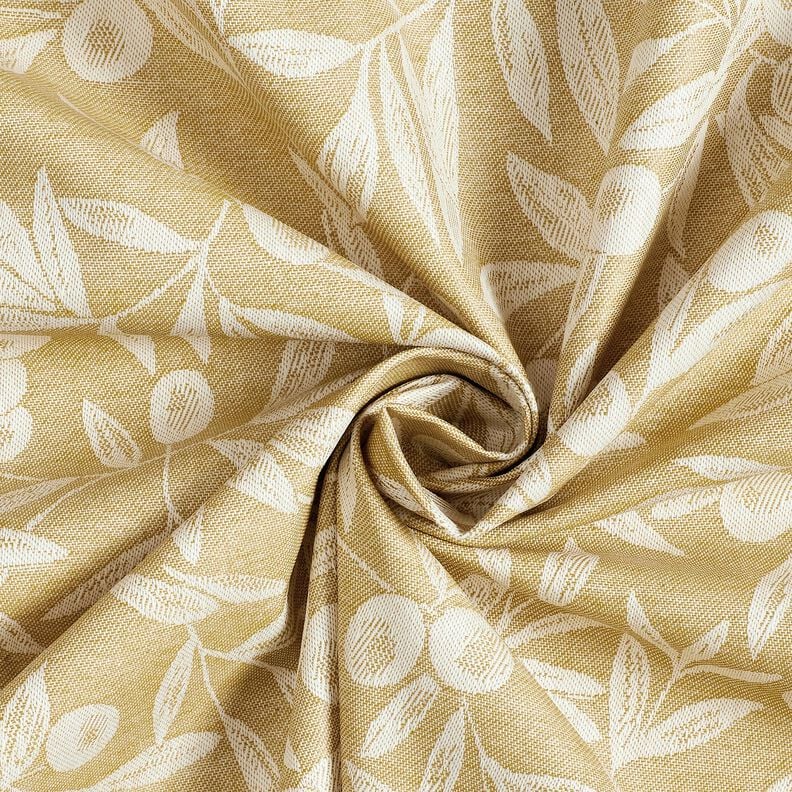 Coton enduit Jacquard tissu enduit motif olives – jaune olive/beige clair,  image number 3