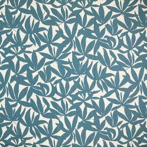 Tissu de décoration Semi-panama Feuilles sobres – bleu océan/nature, 
