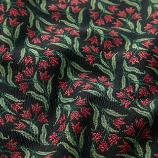 Tissu de décoration Gobelin Jacinthe des bois – noir/carmin, 