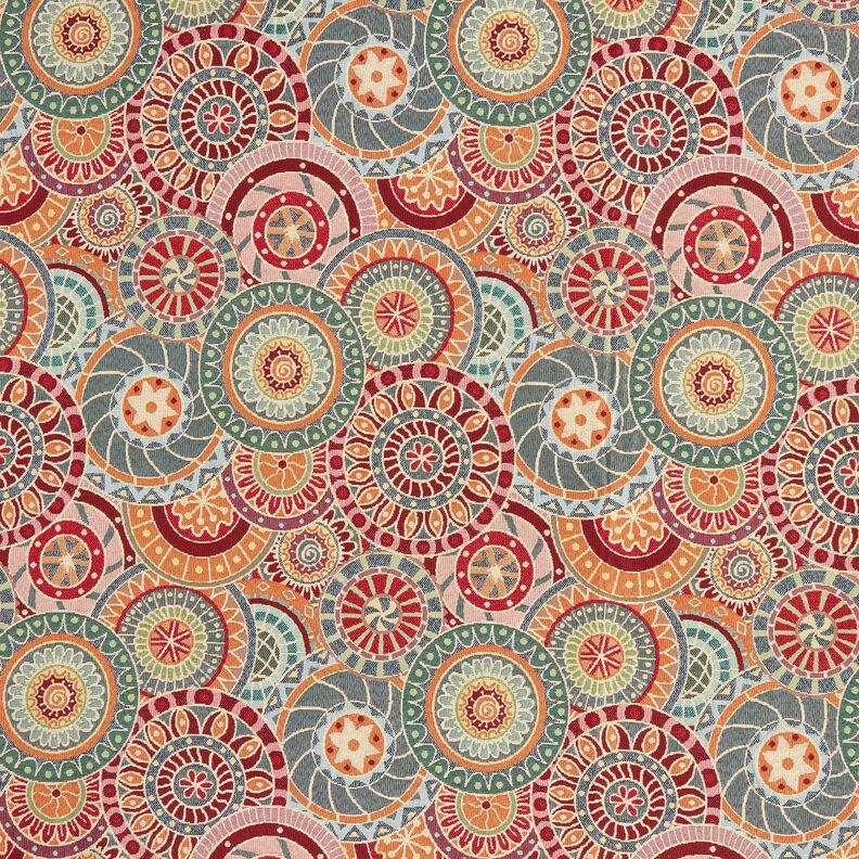 Tissu de décoration Gobelin Cercles colorés – carmin/beige clair,  image number 1