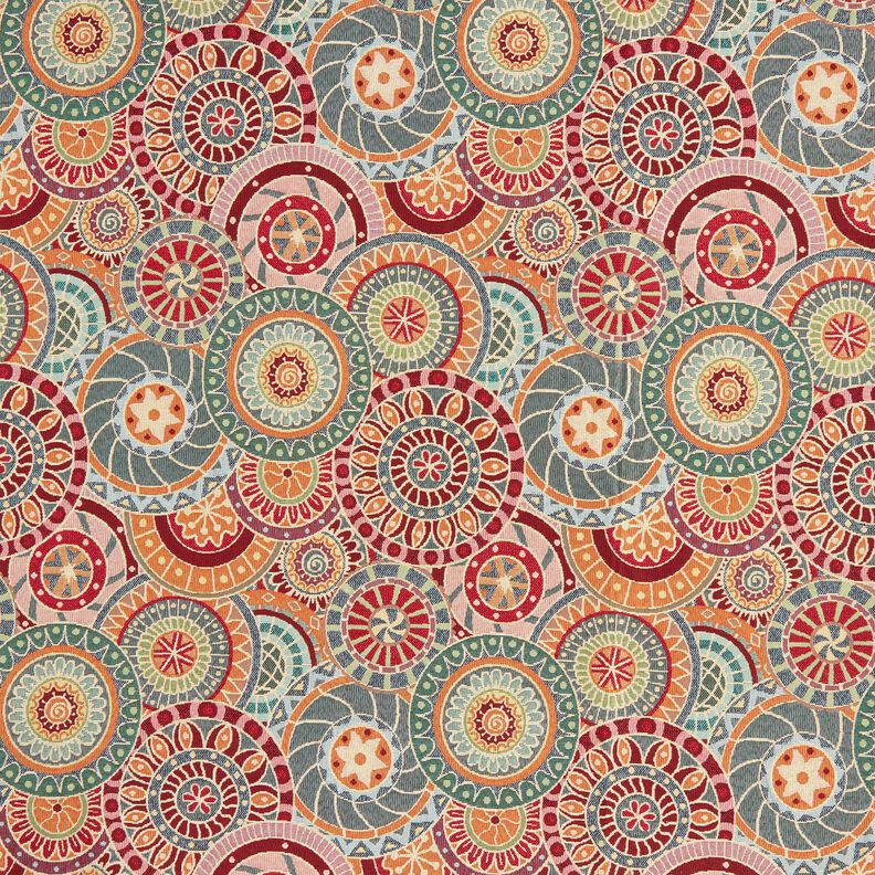 Tissu de décoration Gobelin Cercles colorés – carmin/beige clair, image number 1