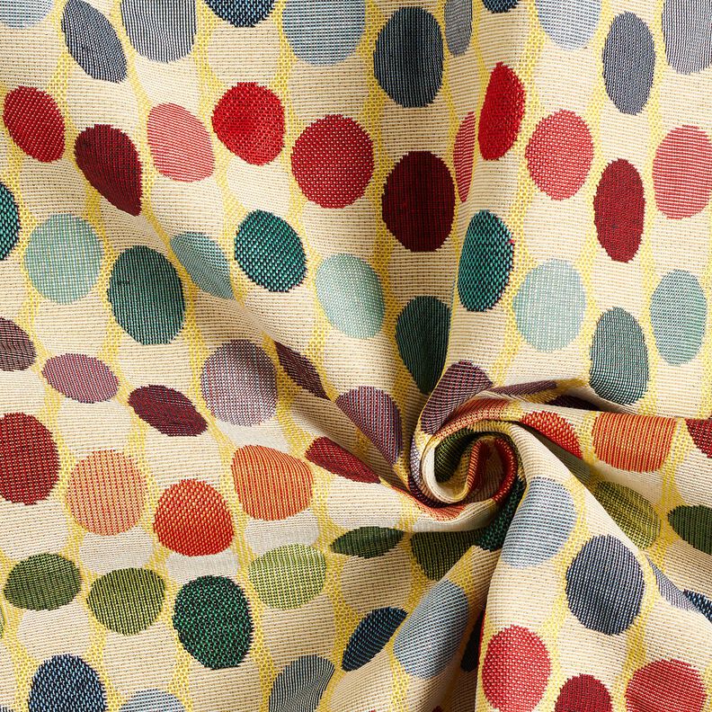 Tissu de décoration Gobelin Vagues en pointillés – beige clair/bleu, image number 3