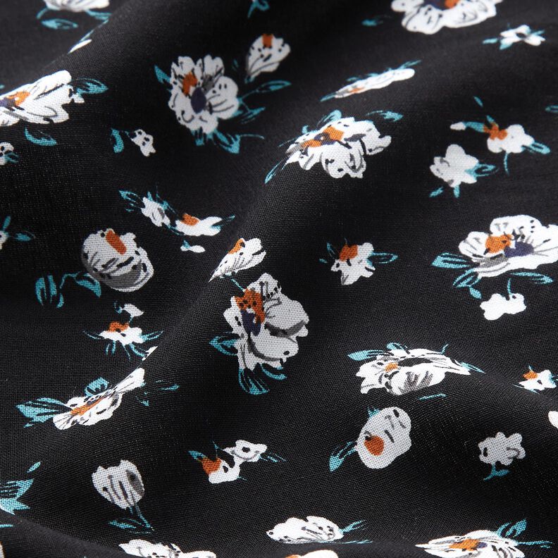 Tissu en viscose Pluie de fleurs – noir,  image number 2