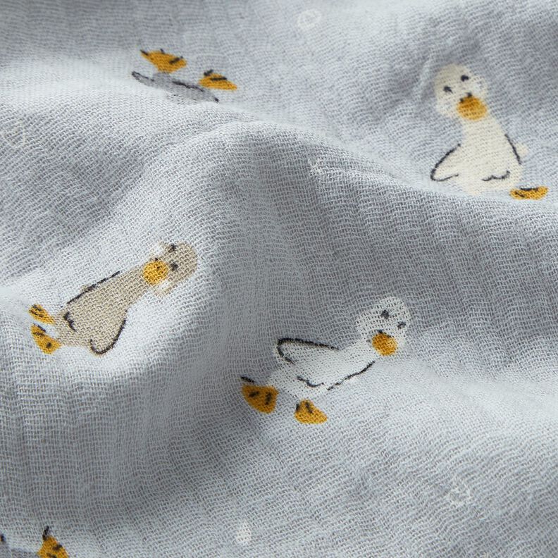 Tissu double gaze de coton Petites oies – argent,  image number 2