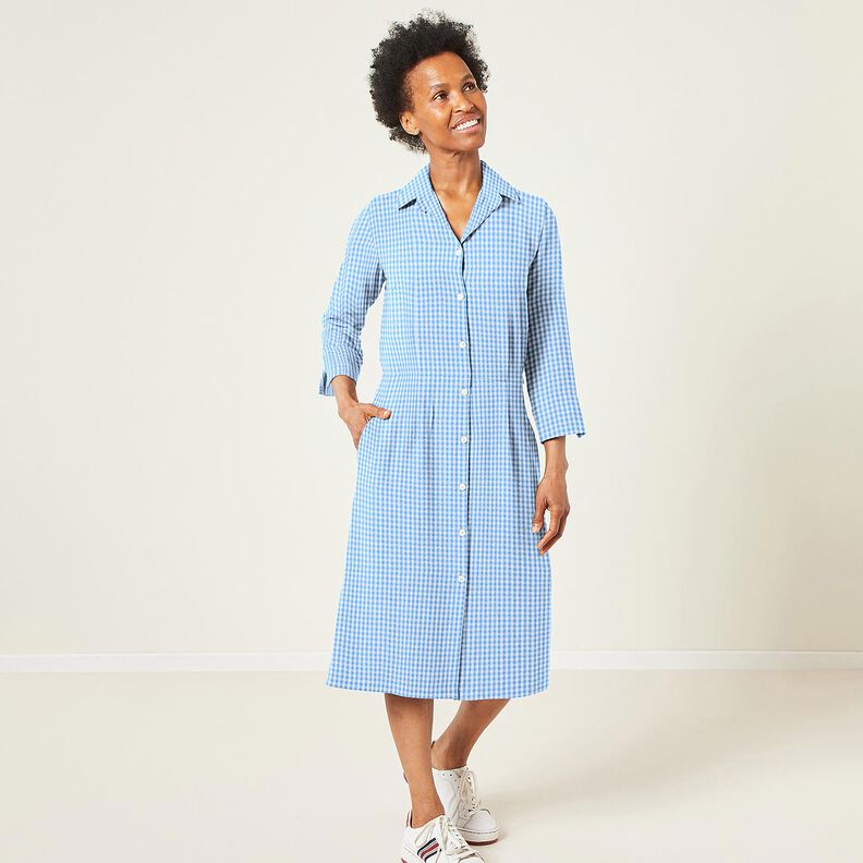 Seersucker Coton carreaux tissés – bleu/blanc, image number 6