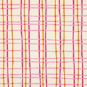 Popeline coton Carreaux ondulés | Poppy Fabrics – crème/rose, 