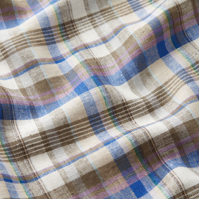Lin et viscose mélangés Carreaux – olive, image number 2