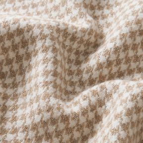 Tissu pour manteau Mélange de laine Motif pied-de-poule pailleté – mocca/écru, 
