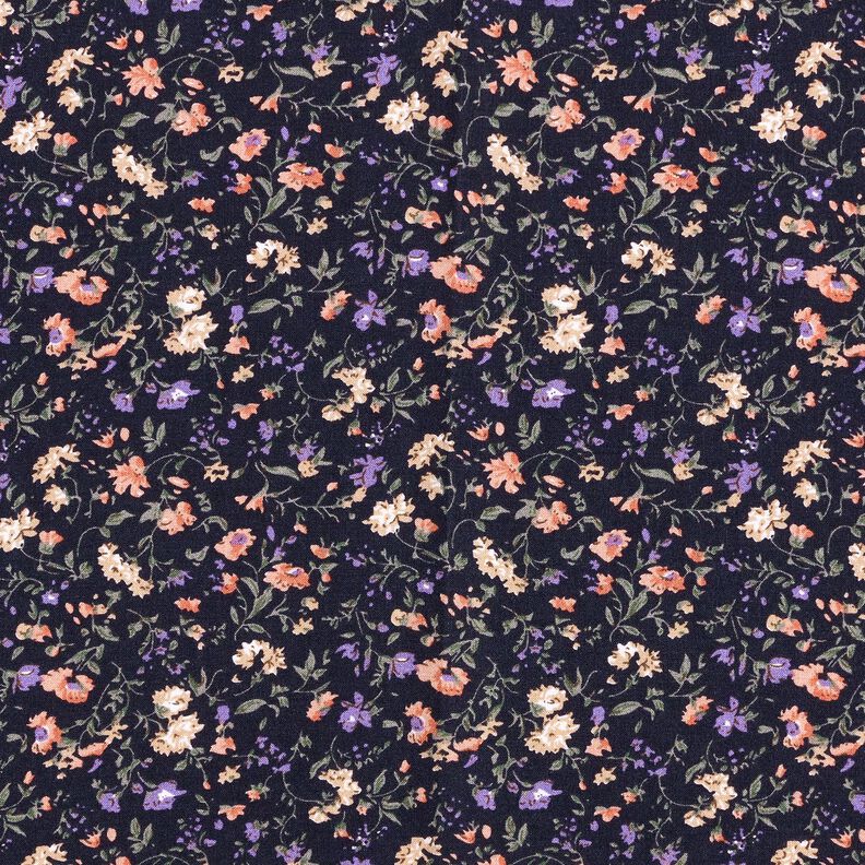 Tissu en viscose Mille-fleurs – bleu nuit,  image number 1