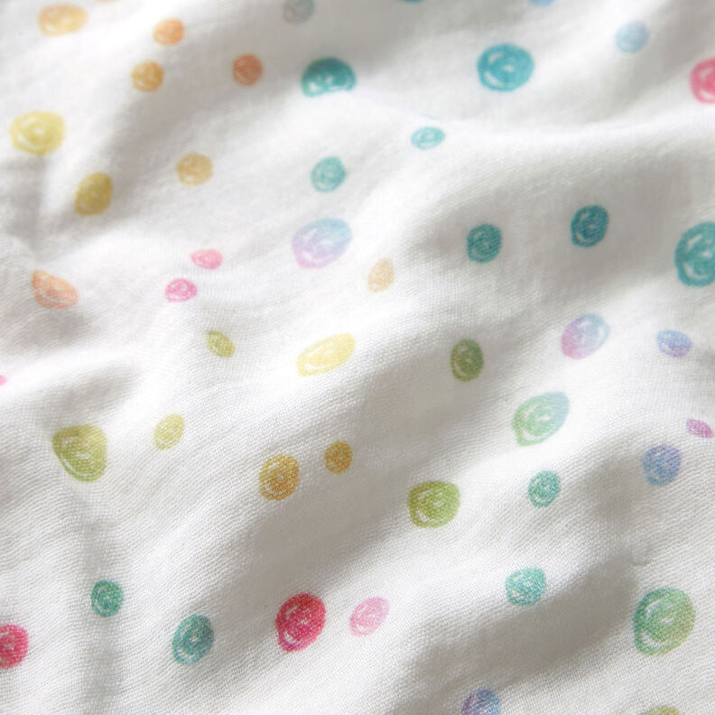 Tissu double gaze de coton Points gribouillés multicolores Impression numérique – écru,  image number 2