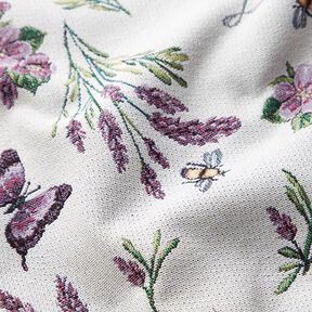 Tissu décoratif Gobelin lavande violette – écru/mauve | Reste 50cm, 