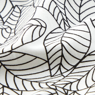 Jersey coton feuilles dessinées – blanc/noir, 