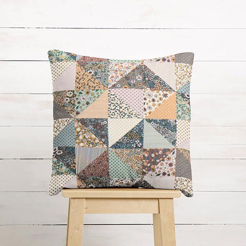 Tissu de décoration Semi-panama Fleurs aspect quilt – lilas pastel/écru, image number 8
