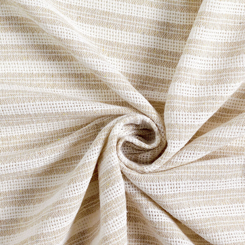 Tissu de coton Structure quadrillée à rayures horizontales – beige/blanc,  image number 4