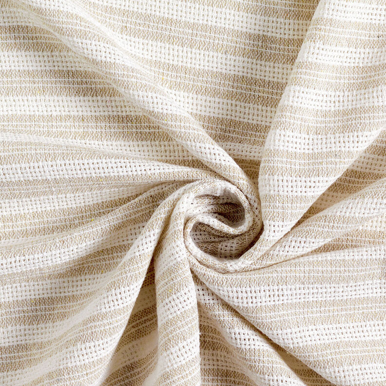 Tissu de coton Structure quadrillée à rayures horizontales – beige/blanc, image number 4