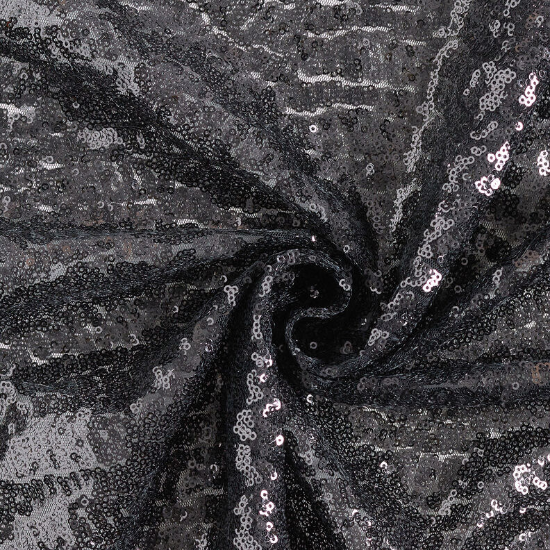 Tissu à micro paillettes uni – noir,  image number 4