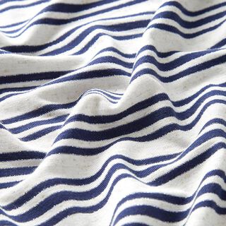 Jersey viscose Rayures pailletées irrégulières – écru/bleu marine, 
