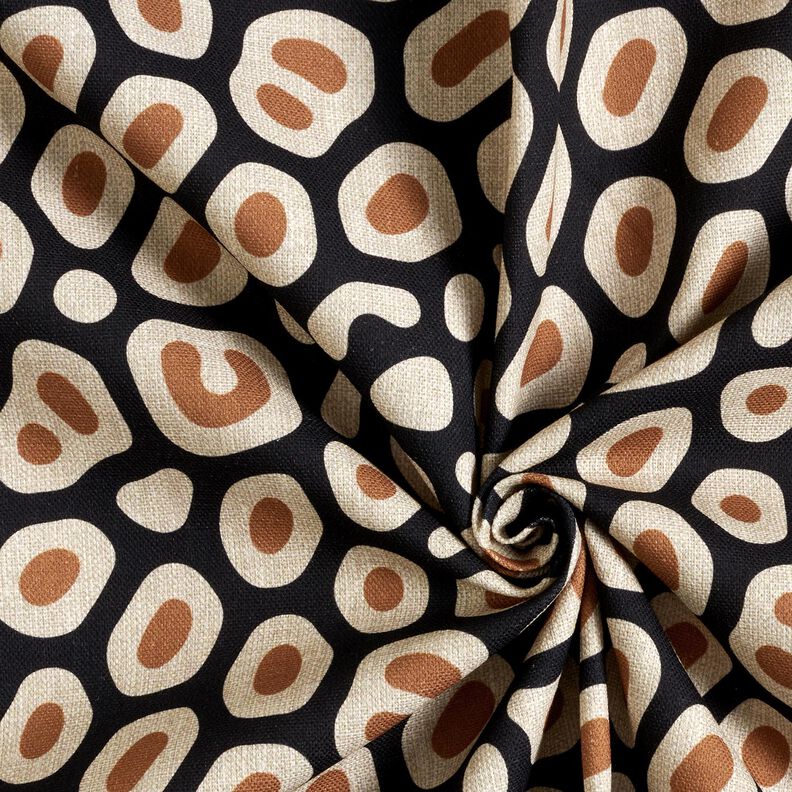 Tissu de décoration Semi-panama motif léopard abstrait – noir/noix de cajou, image number 3