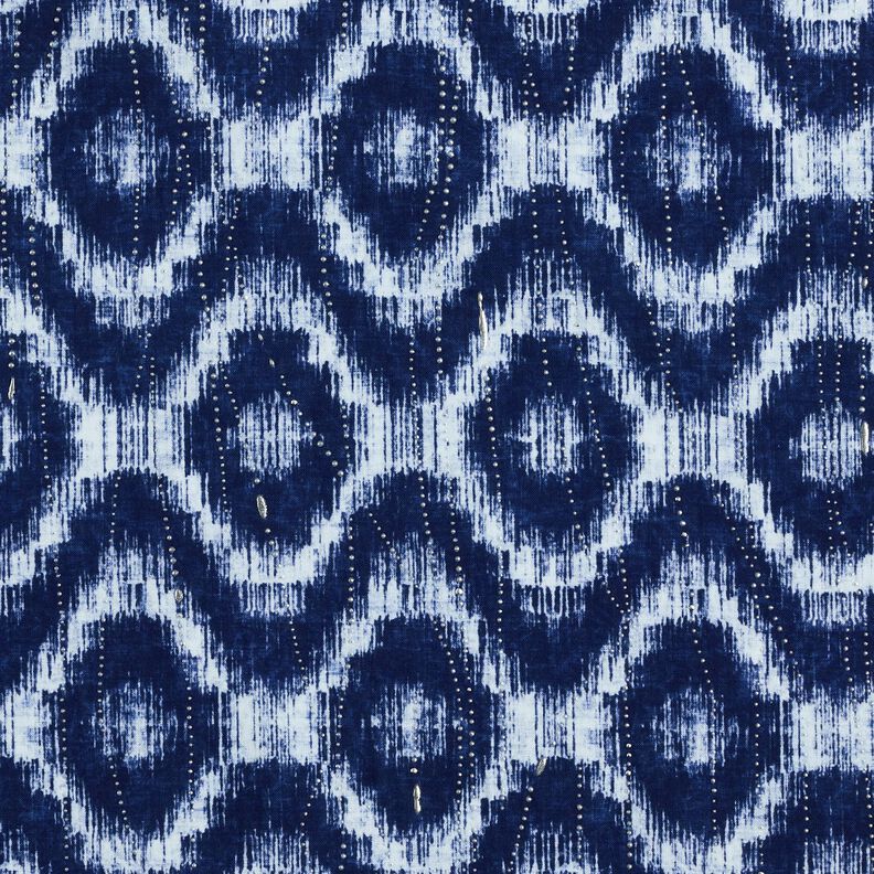 Popeline coton Losanges & gouttes scintillantes – indigo/blanc, image number 1