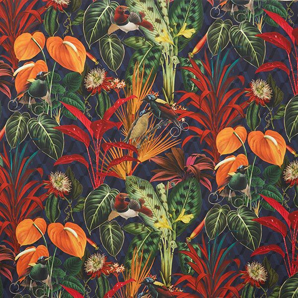 Tissu de décoration Semi-panama Impression numérique Exotique – vert foncé, image number 1