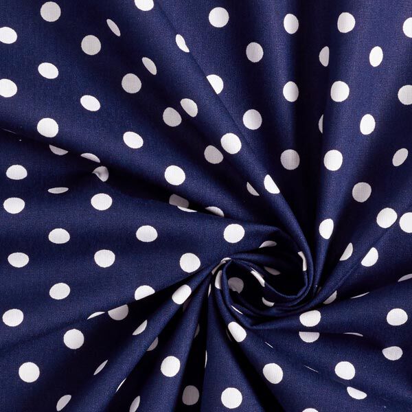 Popeline coton Grands pois – bleu marine/blanc,  image number 5