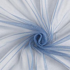 Tissu tulle scintillant – bleu jean/argent, 