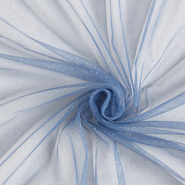 Tissu tulle scintillant – bleu jean/argent,  image number 1