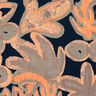 Jersey viscose Fleurs peintes – bleu nuit/orange pêche,  thumbnail number 5